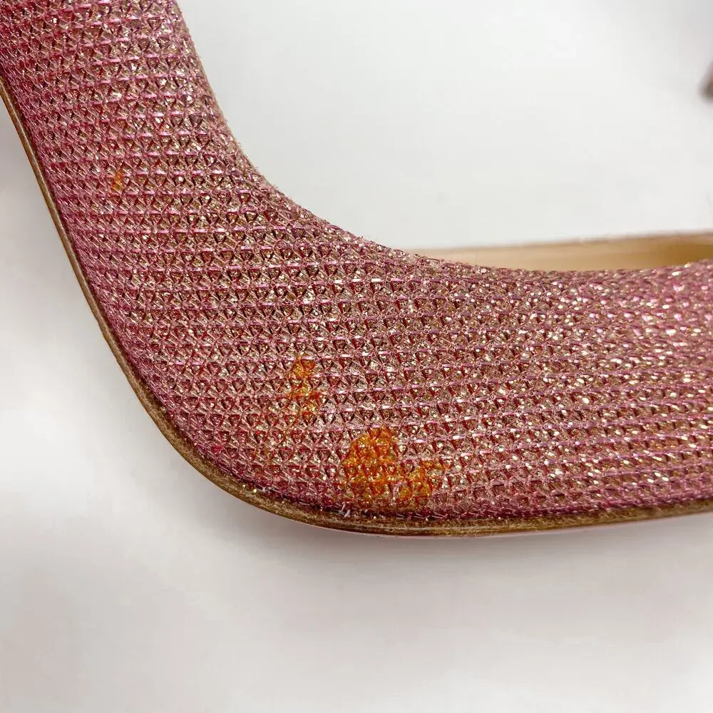 Christian Louboutin Iriza 100 Glitter Tisse Pink Heels EU 40 US 10
